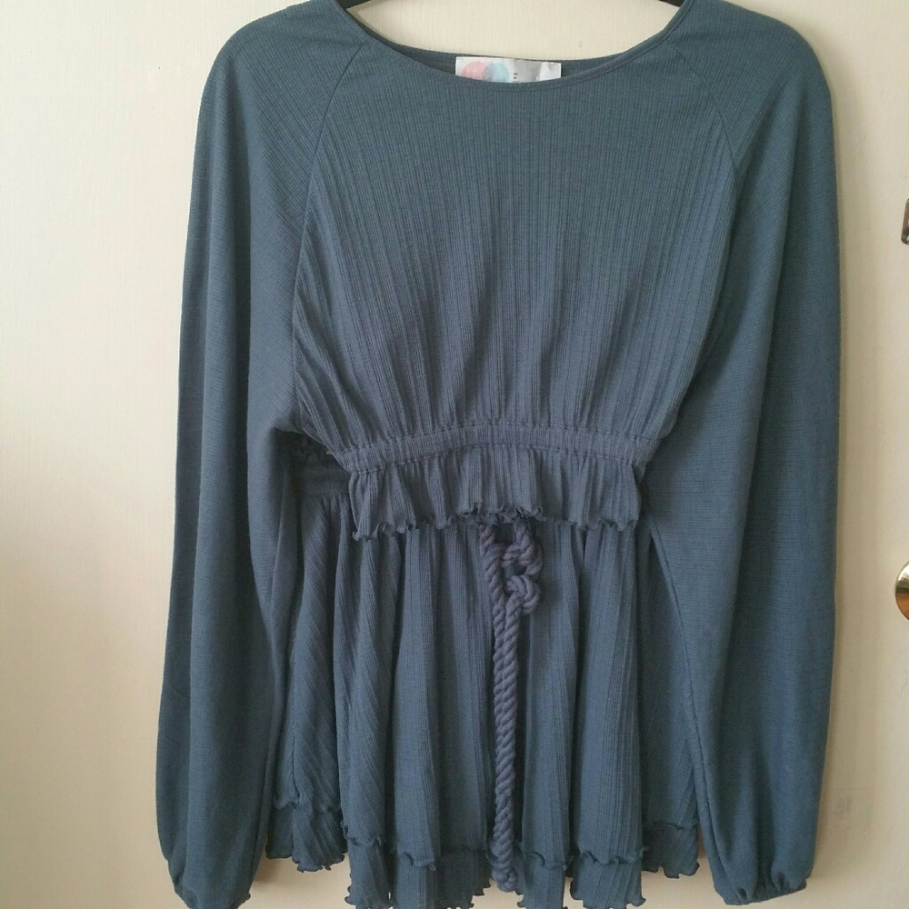 Free People Blue Long Sleeve Top